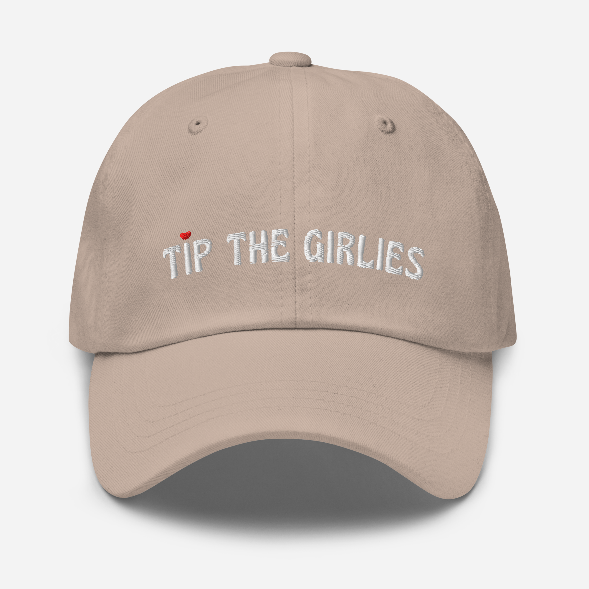 Beige cap with the words 